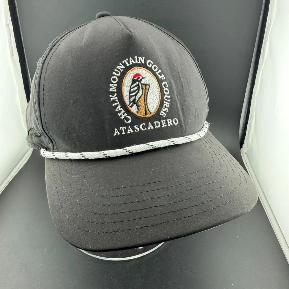 Pukka Baseball Cap Mens OS Black Chalk Mountain Golf Course Logo Snapback Hat